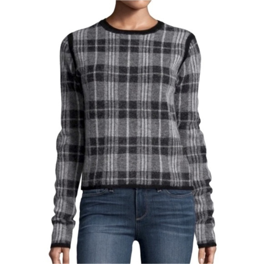 Paige Autry Plaid Sweater Alpaca Wool Blend long Sleeve Size Mecium